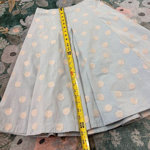 MaxMara Weekend Skirt Medium Blue Polka Dot Linen Blend Pleated A Line Flowy - Picture 13 of 15